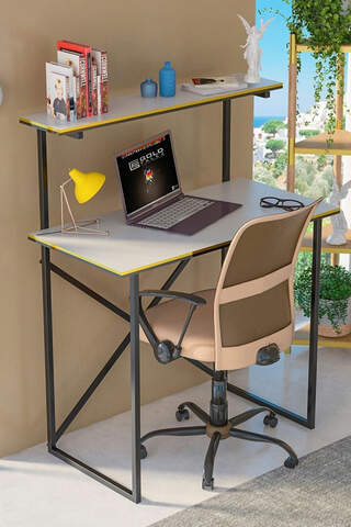 Desk Double Gold White