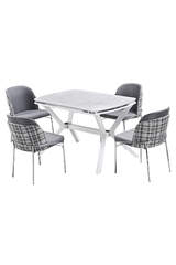 Set Tavolo E Sedie Benjamin Marmo Bianco FRL1017