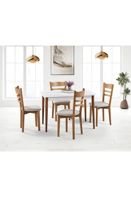 Zen White Table & Crested Chair Set HDR1265