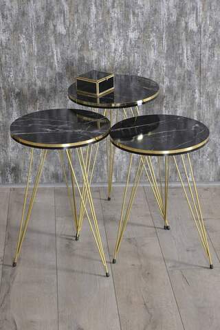 Nesting Table Double Gold White Wire