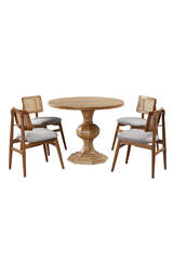 Gothic Walnut Round Table And Chair Set FRL1006