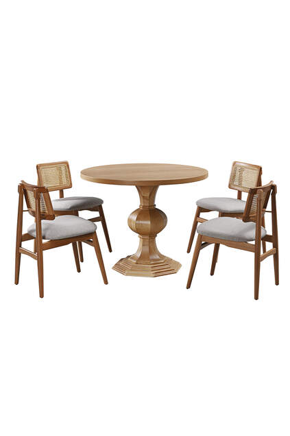 Gothic Walnut Round Table And Chair Set FRL1006