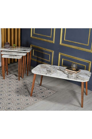 Nesting Table Cream Metal Leg Double Gold