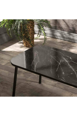 Center Table Kr Metal Leg Black Marble Pattern