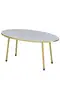 Center Table White Ellipse Gold Metal Leg Gold