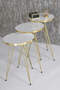 Tavolo impilabile e centrotavola White Ellipse Set Wire Leg Gold