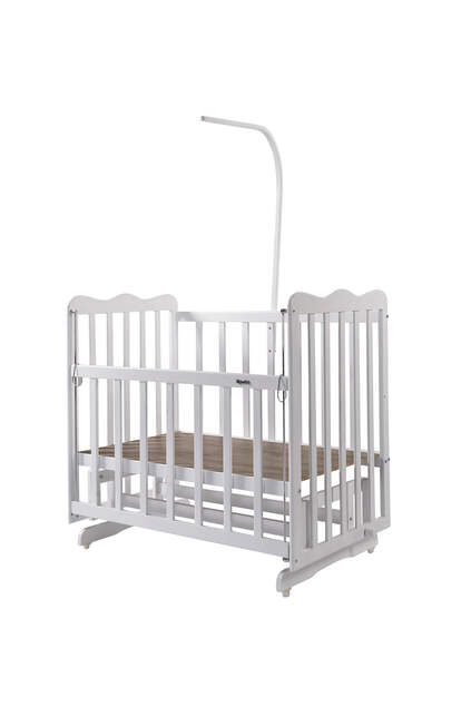 White Mother's Side Crib Pink