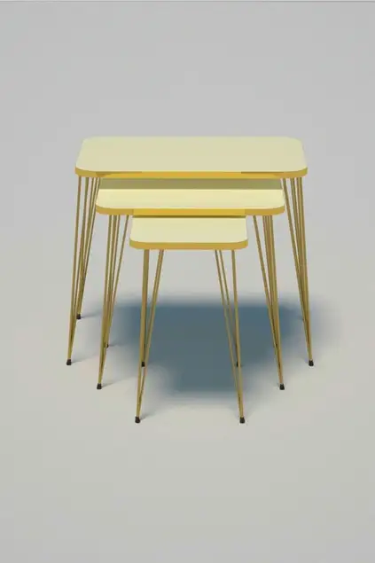 Nesting Table Kr and Center Table Kr Set Gold Cream Wire
