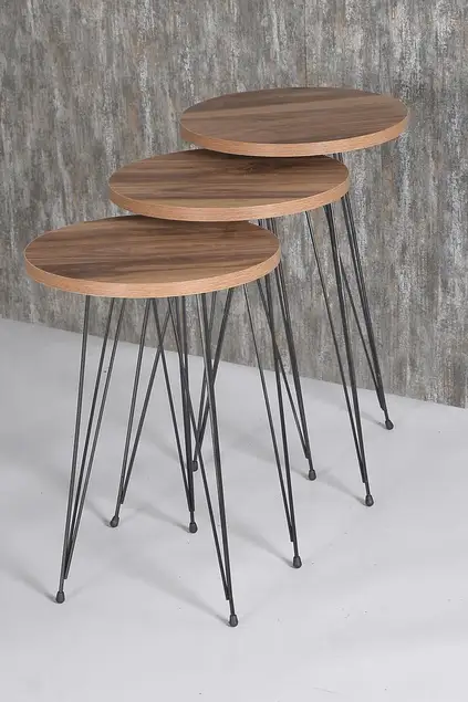 Center Table And Nesting Table Walnut Set Wire Leg Kr