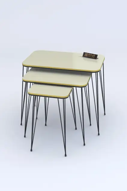 Schwarzer Draht Doppelt Gold Quadratisch Zigon Couchtisch