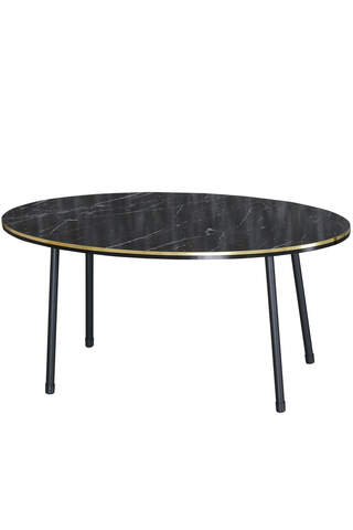 Center Table Ellipse Black Metal Leg Double Gold Bendir