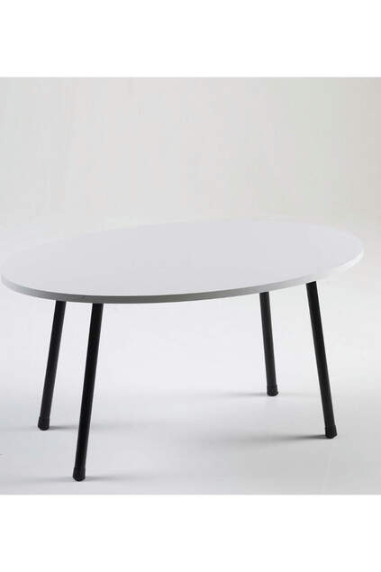 Center Table Metal Leg Ellipse White