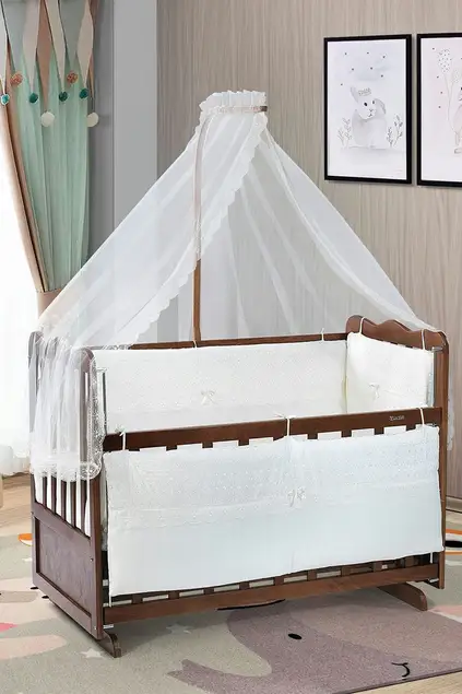 Walnut Mother's Side Crib Bedstead