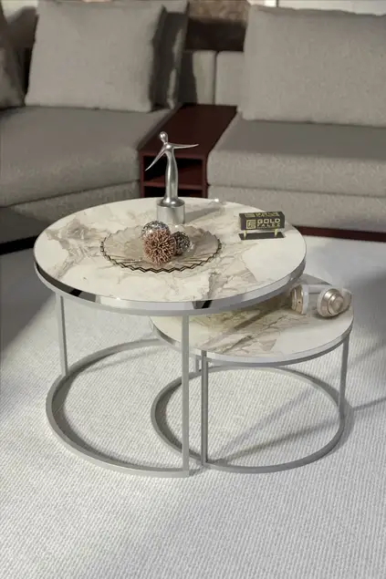 Couchtisch Double Silber Lux Special