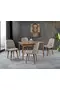 Mix Nussbaum Tisch & Vollmond Nussbaum Stuhl Set HDR1259