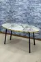 Satztisch und Mitteltisch Ellipse schwarze Metallbeine Gold Efes Set