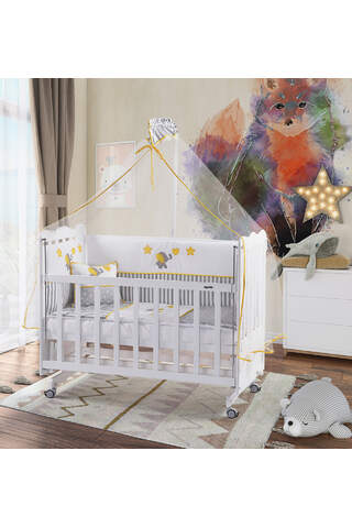 White Mother's Side Crib Yellow