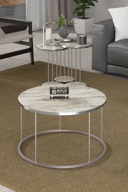 Coffee Table and Zigon Coffee Table Terra Set Silver