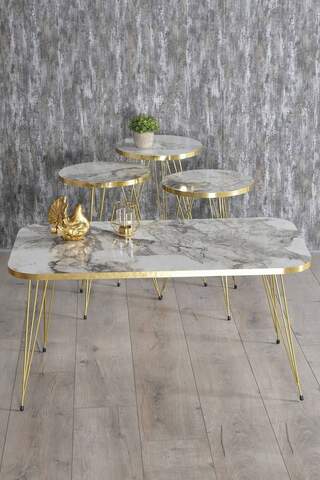 Nesting Table And Center Table Kr Set Gold Cream Wire