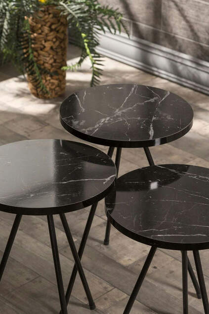Set tavolo e centrotavola a incastro Kr metallo marmo modello nero