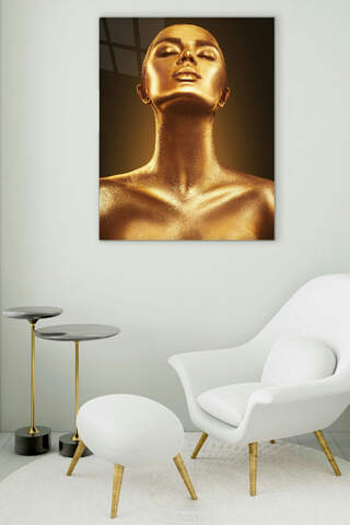 Gold Woman Glass Painting
