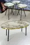 Satztisch und Mitteltisch Ellipse schwarze Metallbeine Gold Efes Set