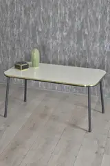 Black Metal Leg Double Gold Cream Coffee Table