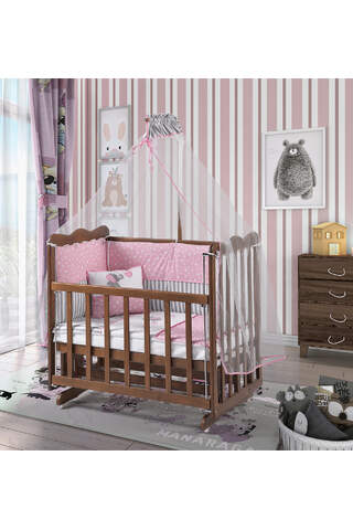 Walnut Mother's Side Crib Pink