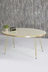 Orta Sehpa Elips Gold Krem Tel