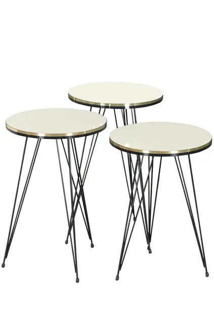 Zigon Coffee Table Black Wire Foot Double Gold Cream
