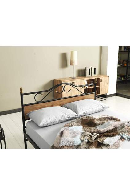 Bitez Metal Bed Frame 180x200 ARM084 Black + Walnut