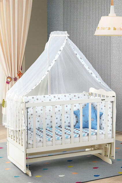 Cream Mother's Side Crib Bedstead