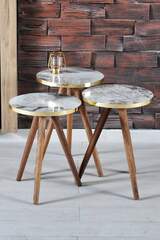 Tavolo a incastro Set di 3 gambe in legno tornito Golden Efes