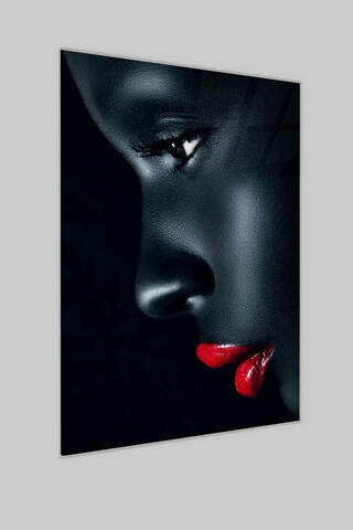 Red Lips Glass Painting