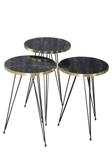 Nesting Table And Center Table Kr Set Black Metal Leg Double Gold Bendir