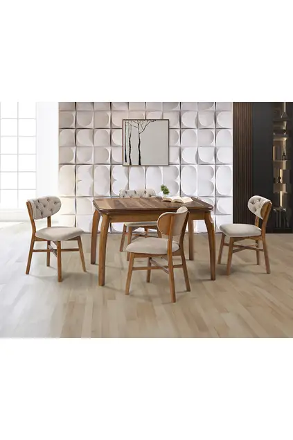 Magnolie Nussbaum Tisch & Adler Nussbaum Stuhl Set HDR1239
