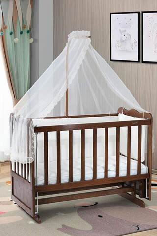 Walnut Mother's Side Crib Bedstead