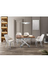 Galata Walnut Table & Lotus Chrome Chair Set HDR1248