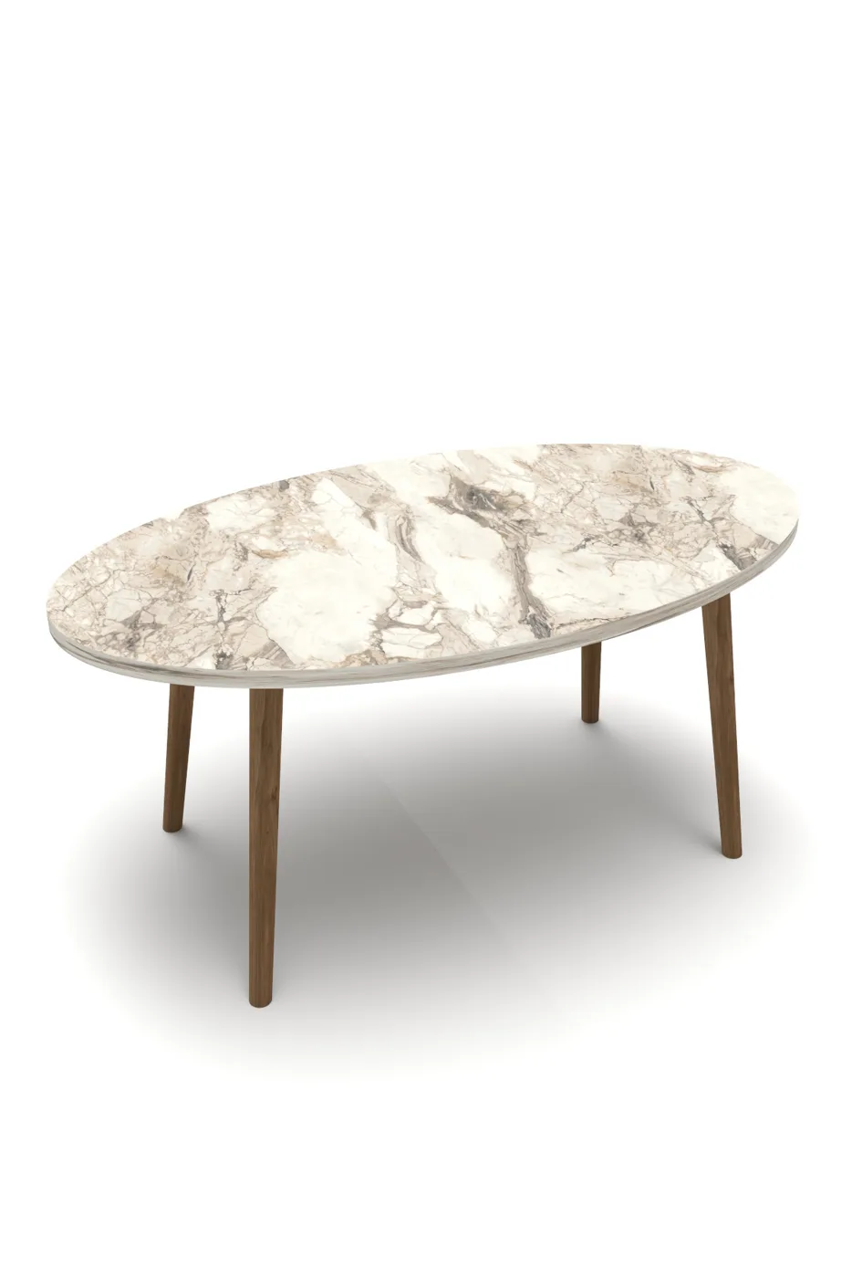 Ovale salontafel met gedraaide houten poten - Efes
