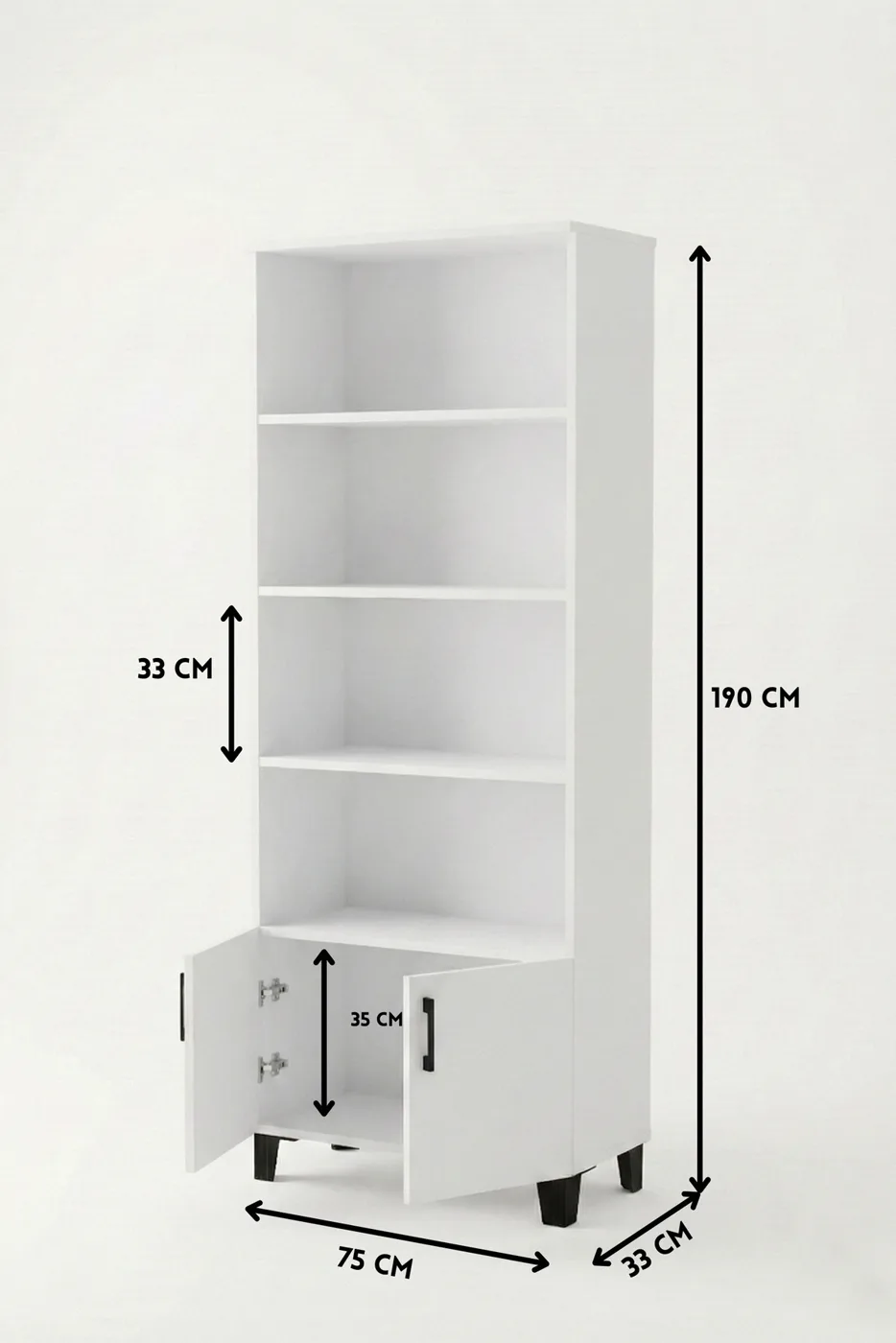 Klassisches Mehrzweck-Bücherregal - Weiß