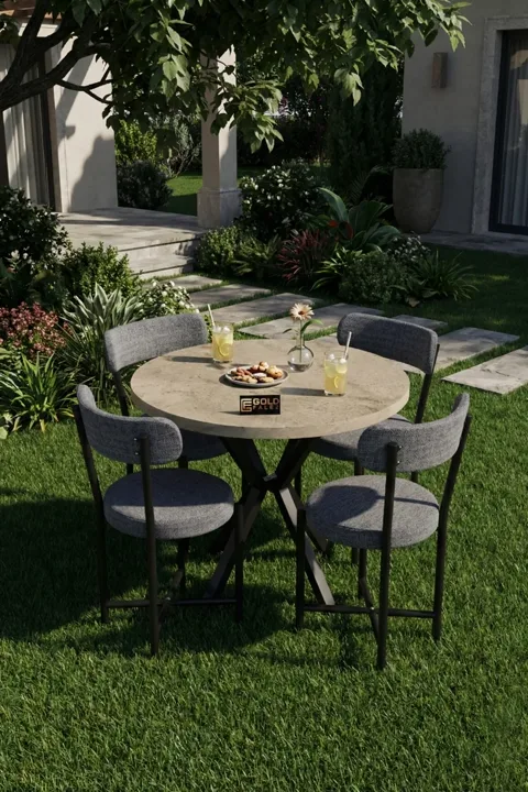 Teddy 90 cm Round Dining Table Set - Ecru