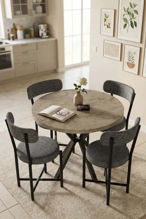 Teddy 90 cm Round Dining Table Set - Ecru