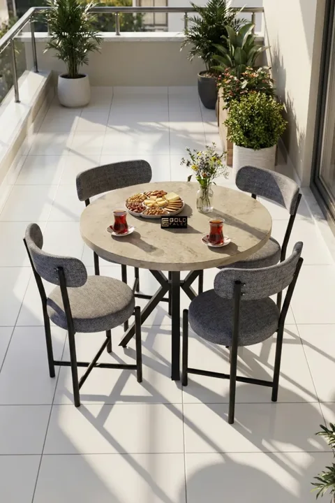 Teddy 90 cm Round Dining Table Set - Ecru