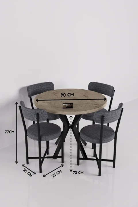 Teddy 90 cm Round Dining Table Set - Ecru