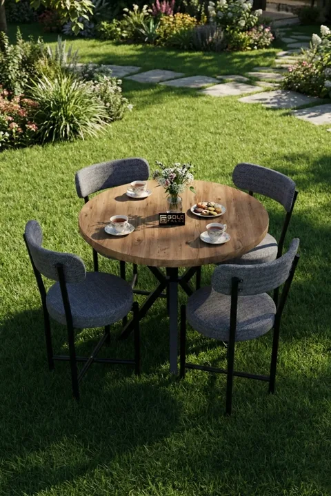 Teddy 90 cm Round Dining Table Set - Grey