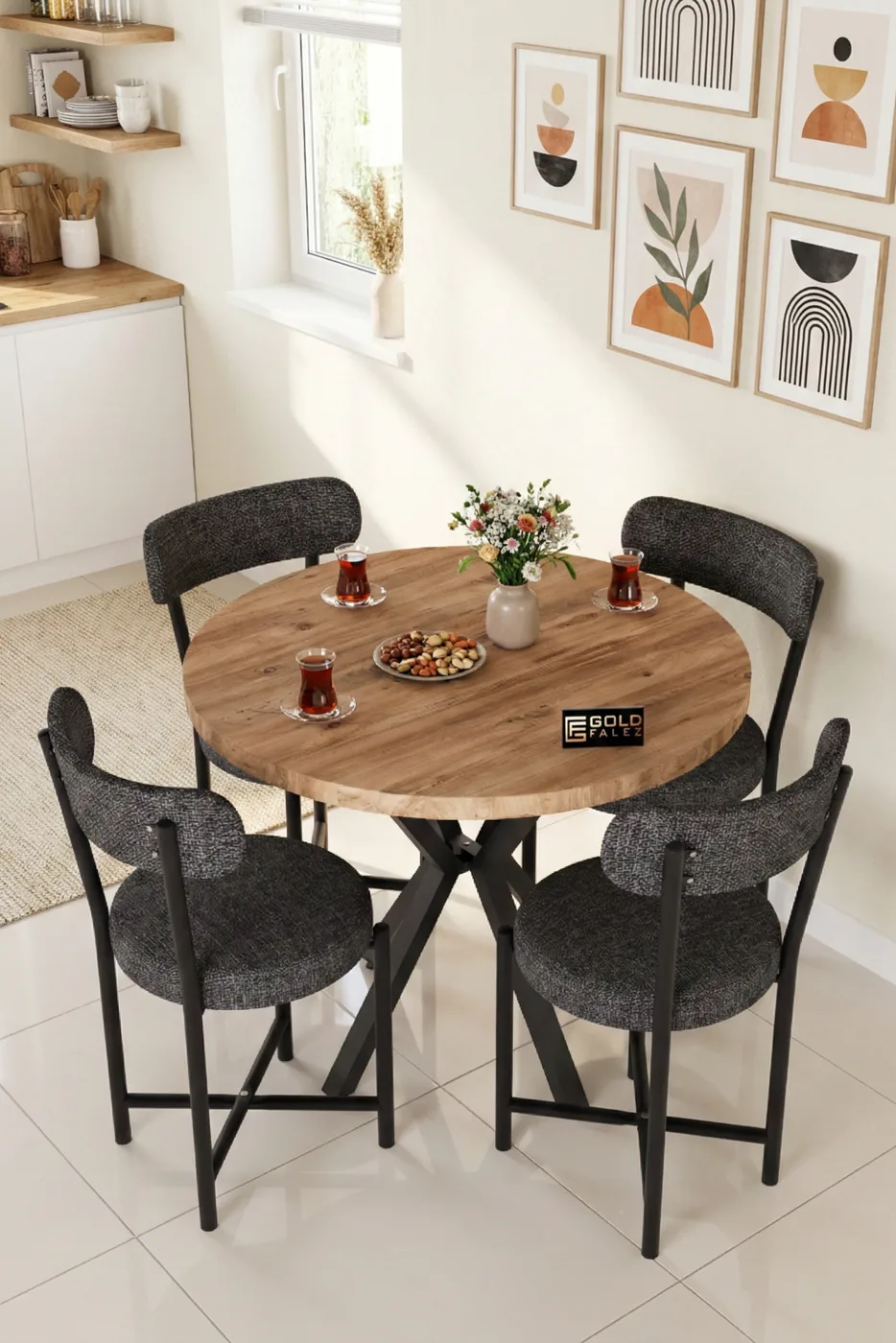Teddy 90 cm Round Dining Table Set - Multicolour