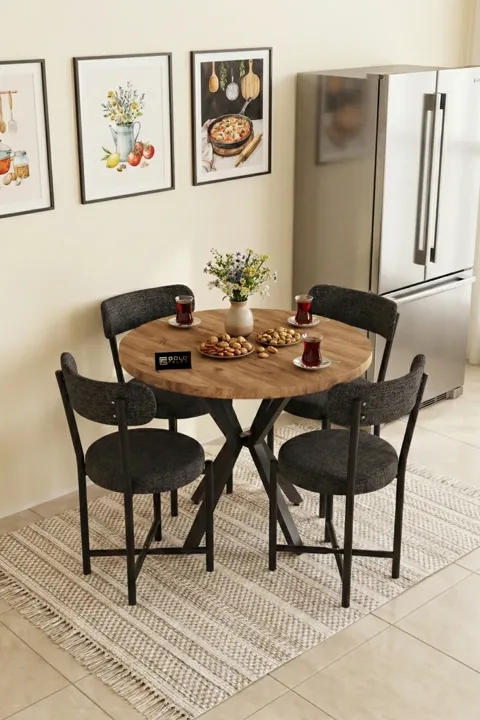 Teddy 90 cm Round Dining Table Set - Multicolour