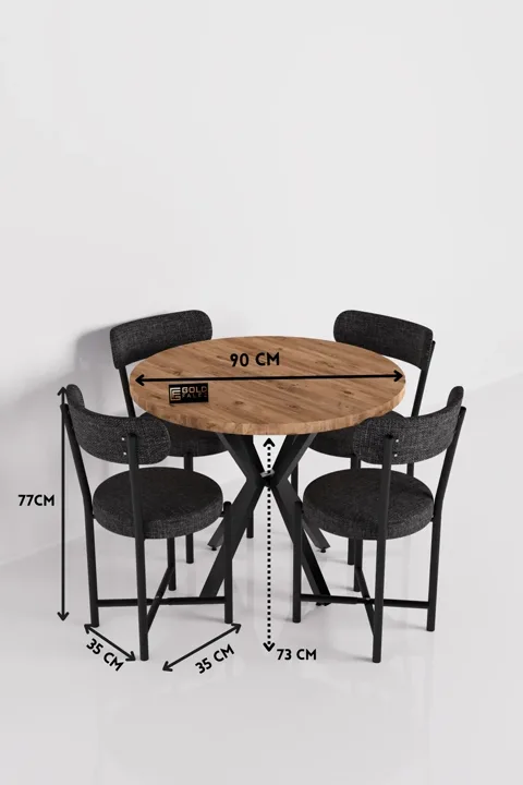 Teddy 90 cm Round Dining Table Set - Multicolour