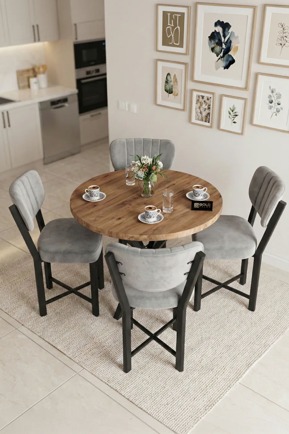 Set tavolo da pranzo rotondo Elma 90 cm - grigio