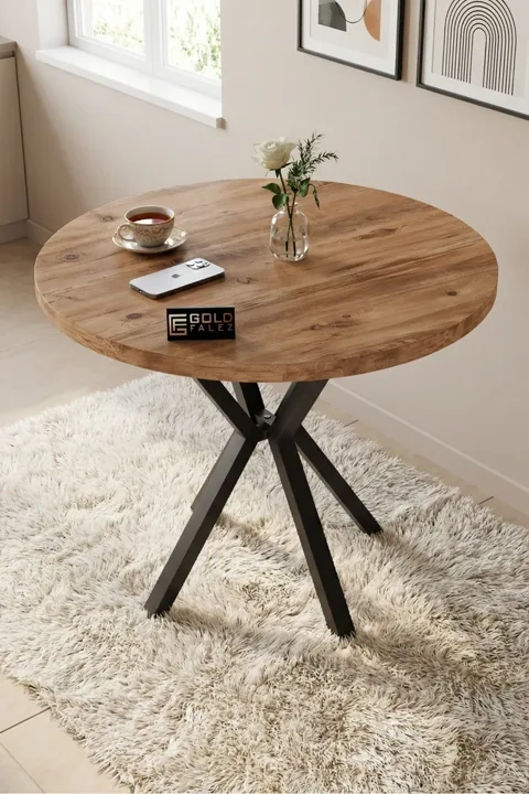 Elma 90 cm Round Dining Table Set - Grey